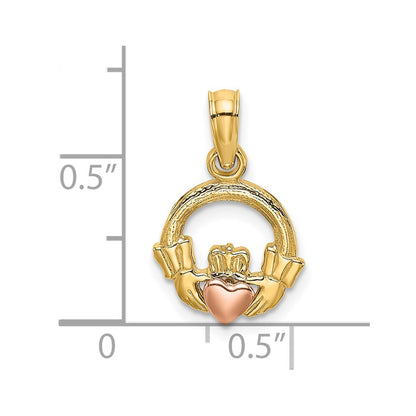 10k Two-Tone Claddagh with Heart Charm
