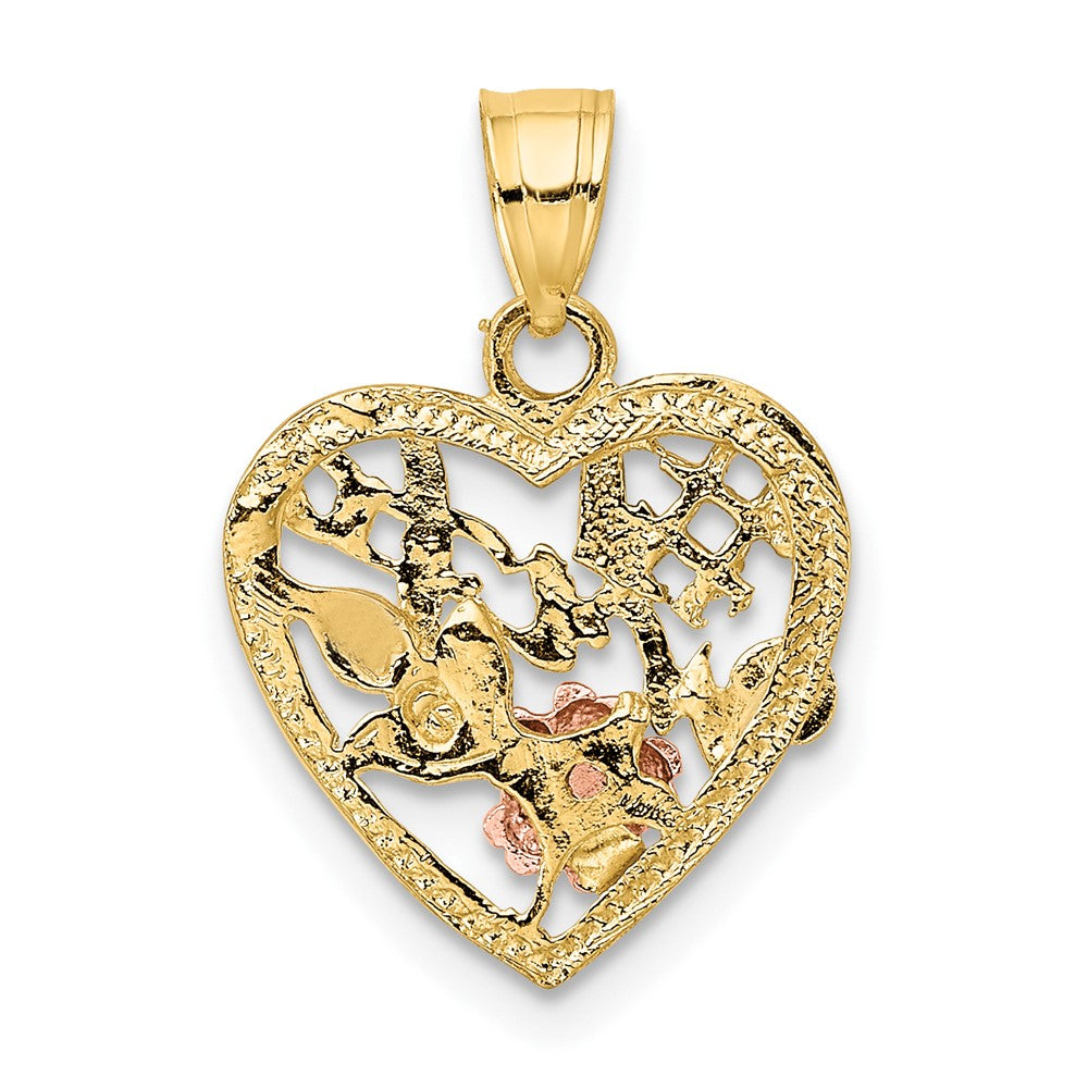 10k Two-Tone and White Rhodium #1 WIFE In Heart Charm