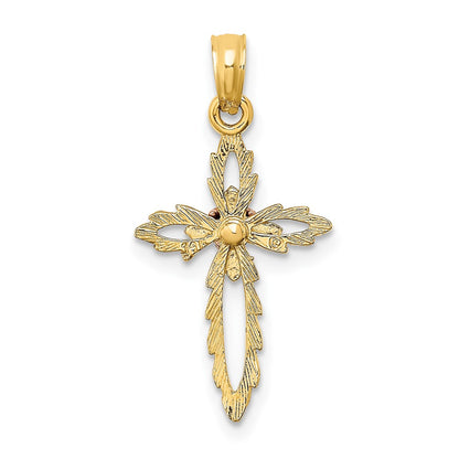 10K Two-Tone Cross with Heart Center Charm