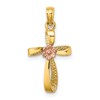 10K Two-Tone Twisted Cross with Flower Center Charm