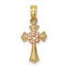 10k Two-Tone Cross with Small Flower Center Charm