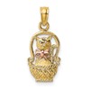 10k Two-Tone Cat with Bow In Basket Charm