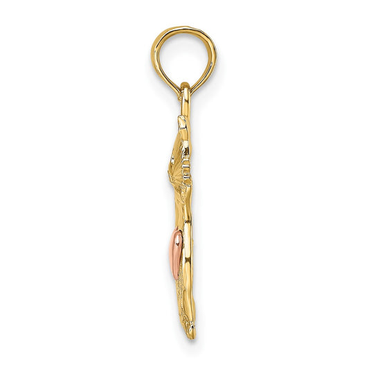 10k Two-Tone Cat with Heart Charm