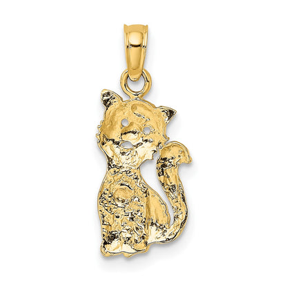 10k Two-Tone Cat with Heart Charm