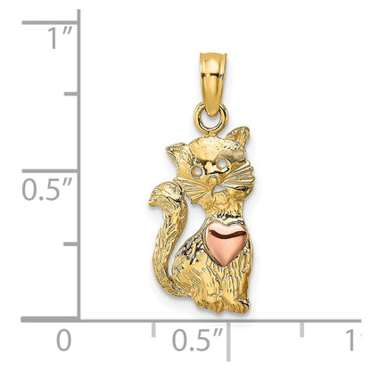 10k Two-Tone Cat with Heart Charm