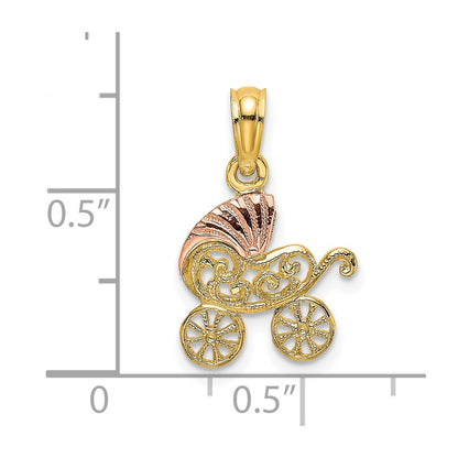 10k Two-Tone Baby Carriage with Visor Charm