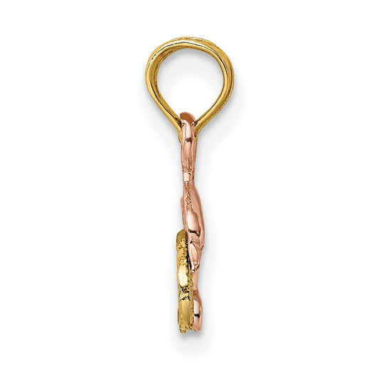 10K Two-Tone with White Rhodium Mini Dolphin and Wave Charm