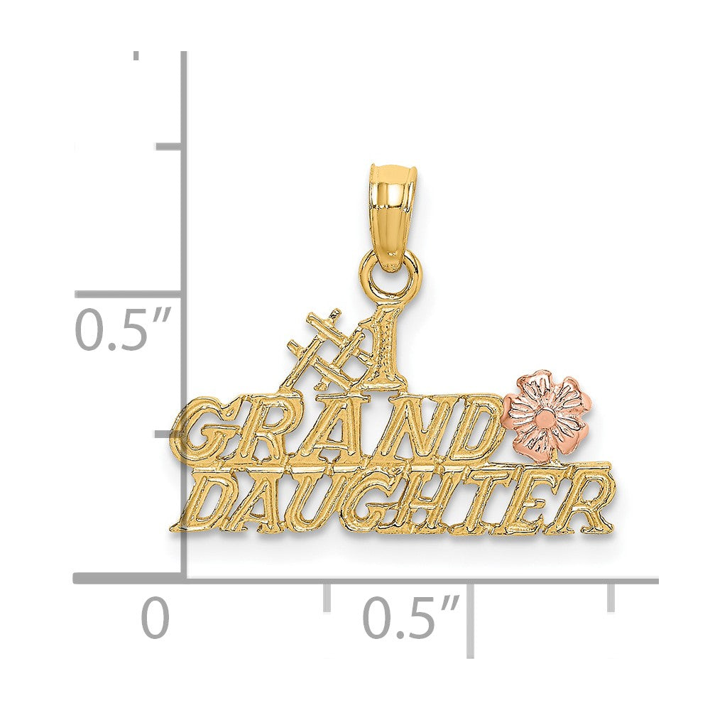 10k Two-Tone #1 GRANDDAUGHTER w/ Flowers Charm