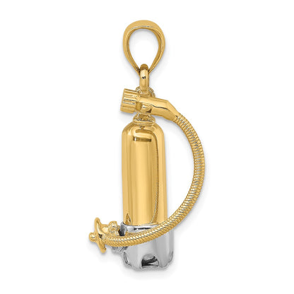 10K and White Rhodium 3-D Single Scuba Tank with Hose Charm