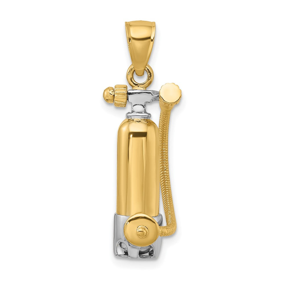 10K and White Rhodium 3-D Single Scuba Tank with Hose Charm