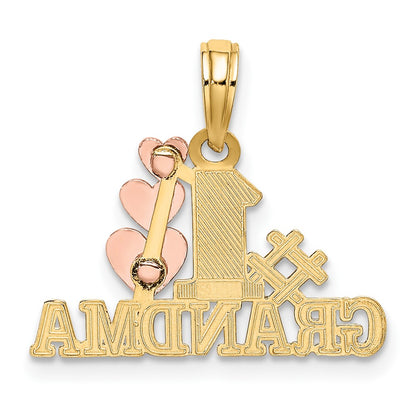 10k Two-Tone #1 GRANDMA with Three Hearts Charm