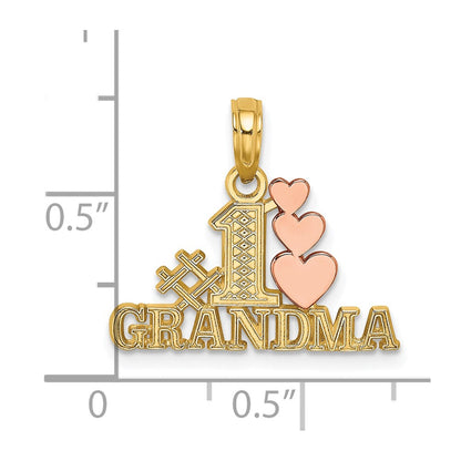 10k Two-Tone #1 GRANDMA with Three Hearts Charm
