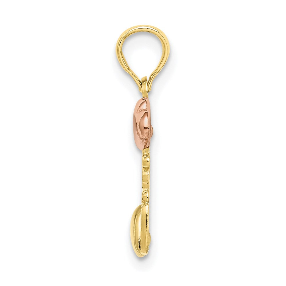 10K Two-tone with Rhodium I LOVE YOU  with Hearts Charm