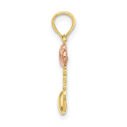10K Two-tone with Rhodium I LOVE YOU  with Hearts Charm