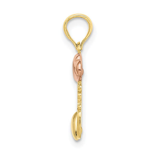 10K Two-tone with Rhodium I LOVE YOU  with Hearts Charm