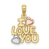 10K Two-tone with Rhodium I LOVE YOU  with Hearts Charm