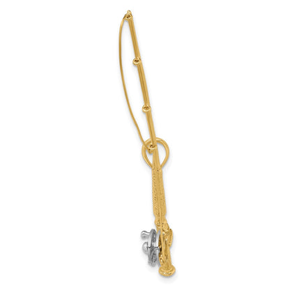 10K and White Rhodium Large 3-D Fly Rod Fishing Pole Charm