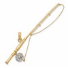 10K and White Rhodium Large 3-D Fly Rod Fishing Pole Charm