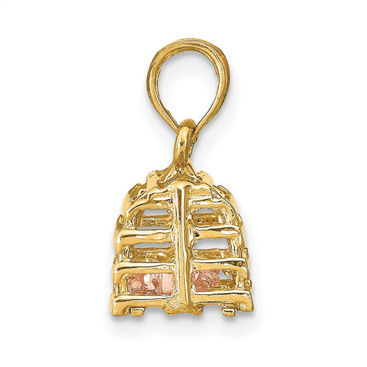 10K Two-tone 3-D Lobster Trap with Moveable Lobster Pendant