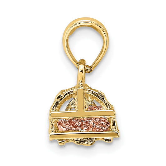 10K Two-tone 3-D Lobster Trap with Moveable Lobster Pendant