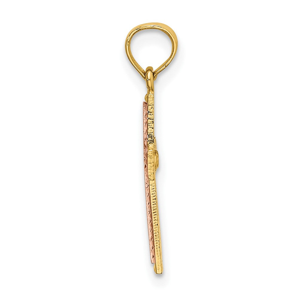 10k Two-tone Polished Cross Charm