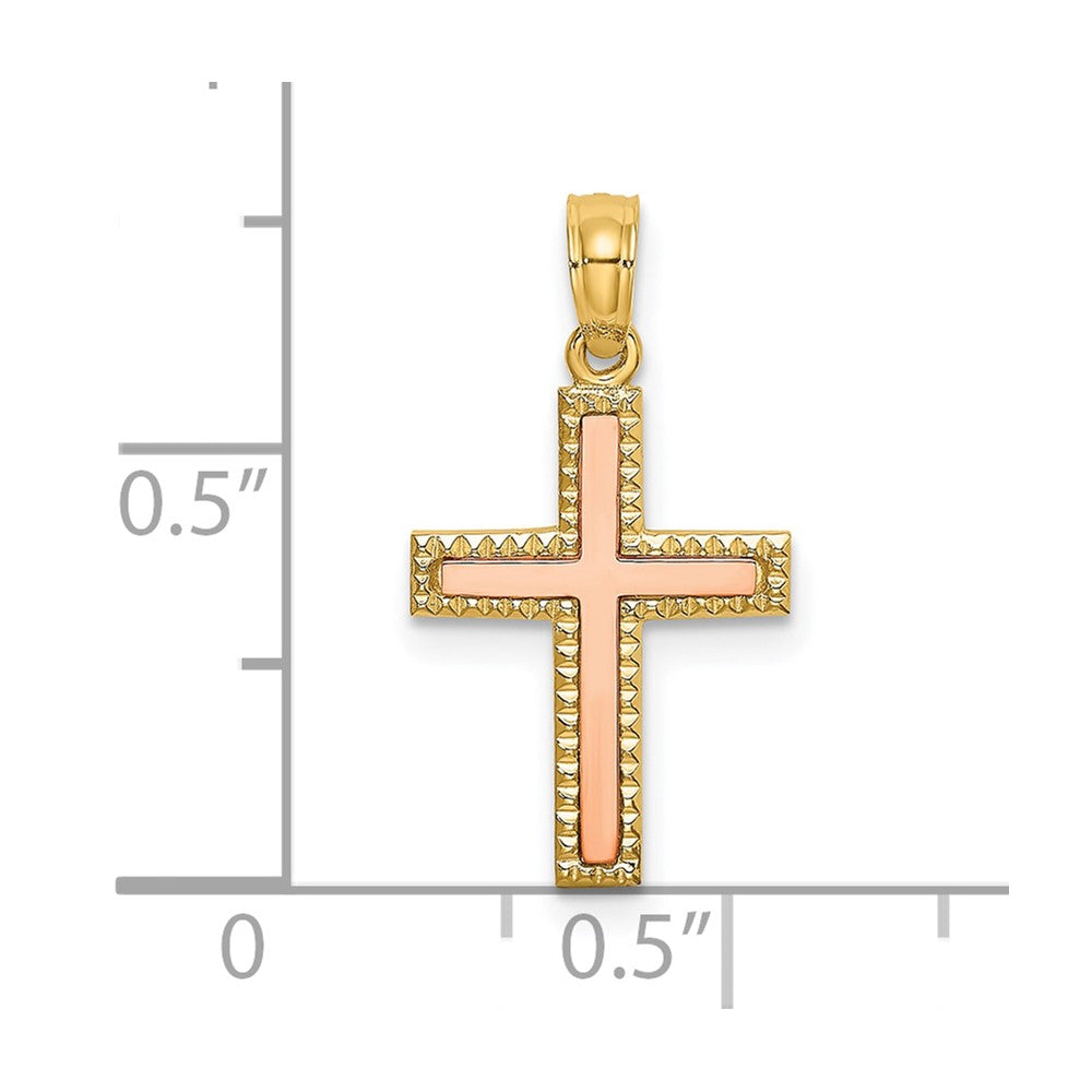 10k Two-tone Polished Cross Charm