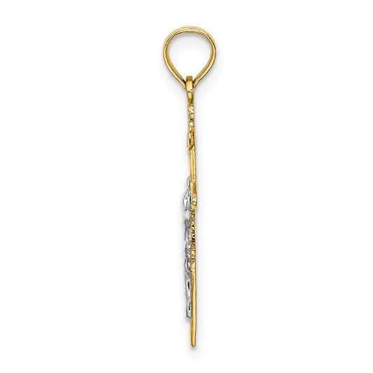 10K and White Rhodium INRI Crucifix Charm