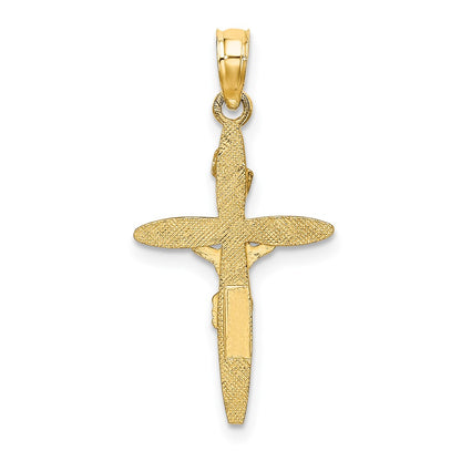 10K and White Rhodium INRI Crucifix Charm