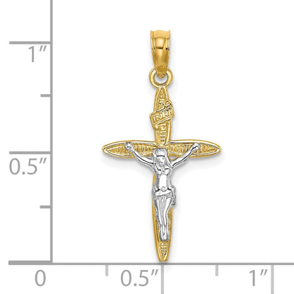 10K and White Rhodium INRI Crucifix Charm