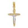 10K and White Rhodium INRI Crucifix Charm