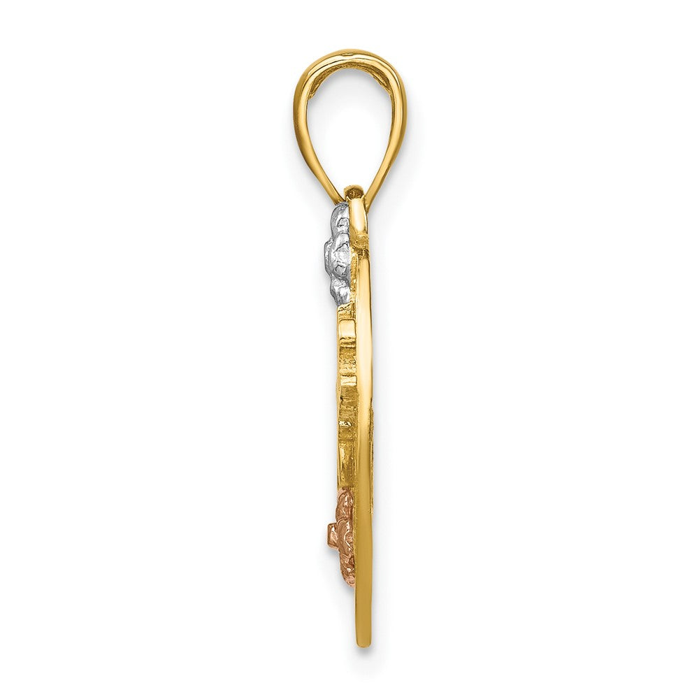 10k Two-tone and White Rhodium #1 DAUGHTER in Heart Charm