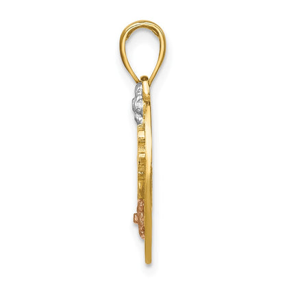 10k Two-tone and White Rhodium #1 DAUGHTER in Heart Charm