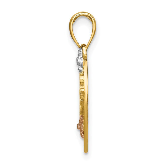 10k Two-tone and White Rhodium #1 DAUGHTER in Heart Charm