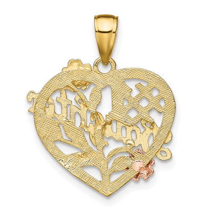 10k Two-tone and White Rhodium #1 DAUGHTER in Heart Charm