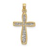 10K with White Rhodium Filigree Cross Charm
