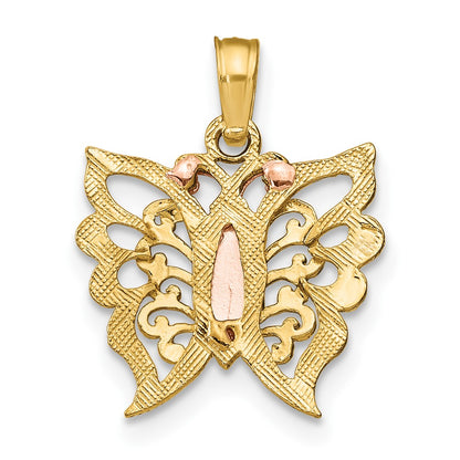 10K Two-tone and White Rhodium Butterfly Cut-Out Charm