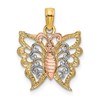 10K Two-tone and White Rhodium Butterfly Cut-Out Charm