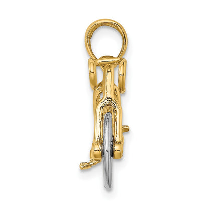 10k and White Rhodium 3-D Ten-Speed Bicycle Charm