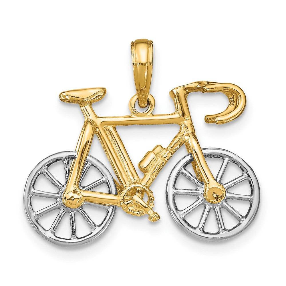 10k and White Rhodium 3-D Ten-Speed Bicycle Charm