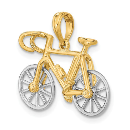 10k and White Rhodium 3-D Ten-Speed Bicycle Charm