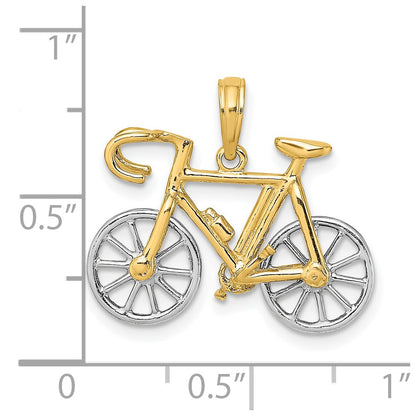 10k and White Rhodium 3-D Ten-Speed Bicycle Charm