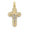 10K Two-tone Textured with Lace Trim Crucifix Charm