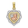 10K Two-tone and White Rhodium Small Angel In Scalloped Heart Charm
