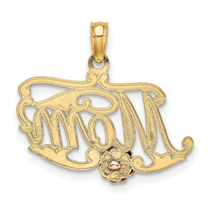 10k Two-Tone MOM Script and Flower Charm