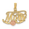 10k Two-Tone MOM Script and Flower Charm