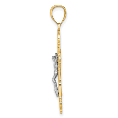 10K Two-tone Crucifix with Scrolled Tips Charm