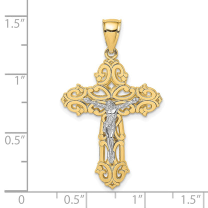 10K Two-tone Crucifix with Scrolled Tips Charm