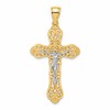 10K W/ Rhodium Crucifix W/ Scrolled Tips Charm