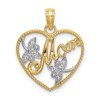 10K and White Rhodium Beaded Frame MOM in Heart Charm