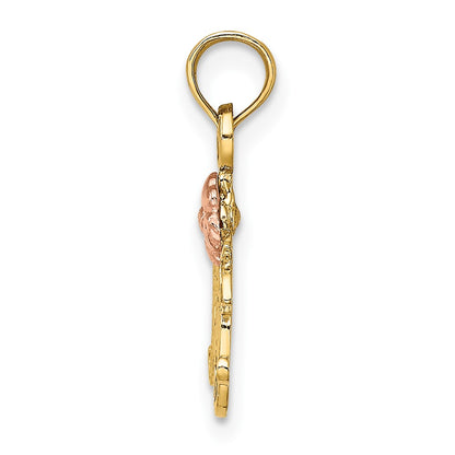 10k Two-Tone Textured MOM and Flower Charm